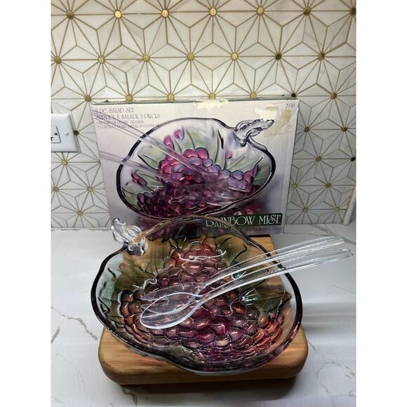 Vintage Indiana Glass Rainbow Mist 3‎ pc Salad Set | Original Box incl. - Picture 1 of 4